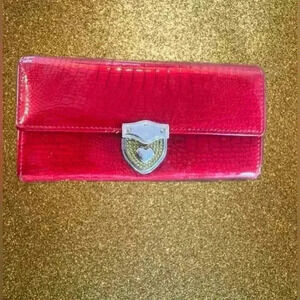 Heart Leather Wallet For Travel Color Red